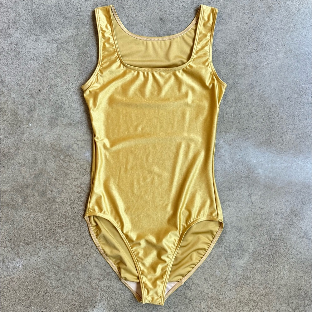 Vintage Together! Gold Metallic Scoop Neck Bodysuit